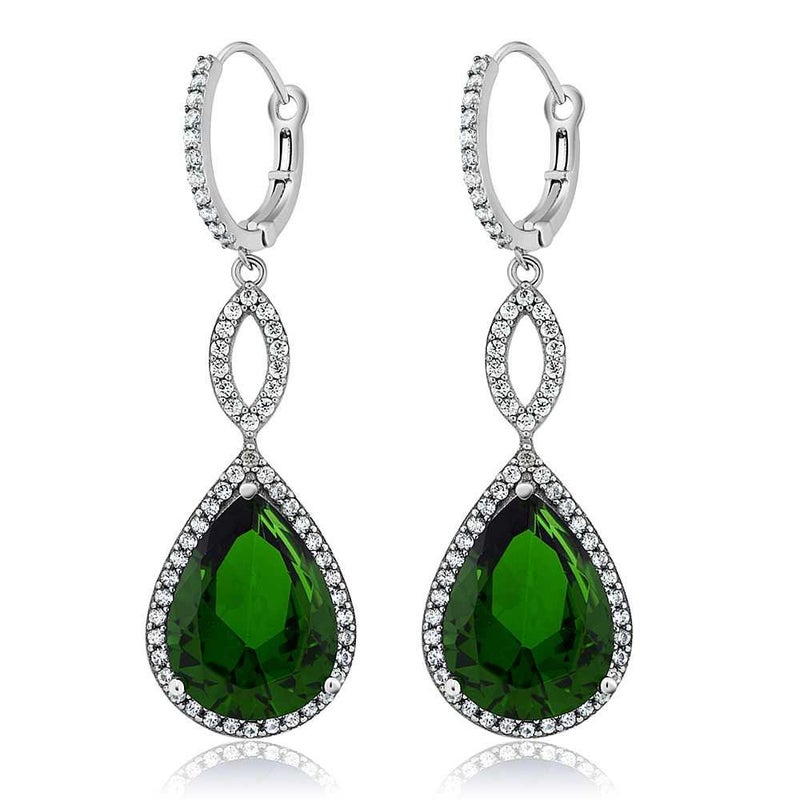 GEM STONE KING أقراط شانديل أنيقة على شكل دمعة من حجر الجواهر الملكي 20.00 قيراط للزفاف | فضة استرلينية 925 | 2 بوصة | شكل كمثرى 16X12MM | هدايا مجوهرات فاخرة لها ولأمها ولزوجتها - Image 3